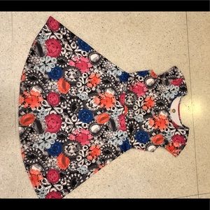 Red and blue polyester dress